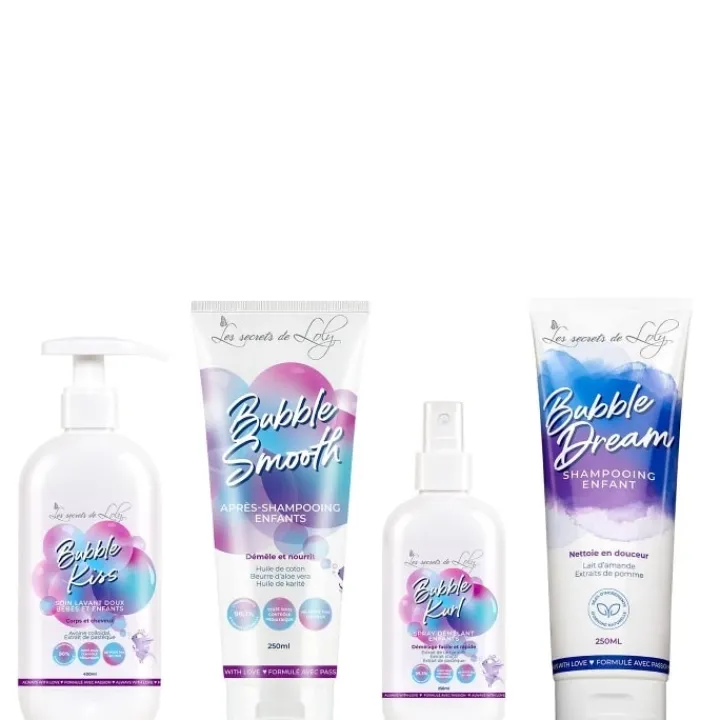 Enfant Les Secrets de Loly Routine Cheveux Enfants|Bubble Kiss Soin Lavant Doux Bébé et Enfant