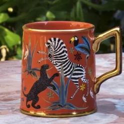 Ortigia Sicilia Accessoires Maison|Jungle Corallo                Mug en Céramique