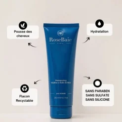 Homme RoseBaie Paris Soin Corps & Cheveux|Kératine x Huile de Ricin                Shampooing Pousse et Hydratation