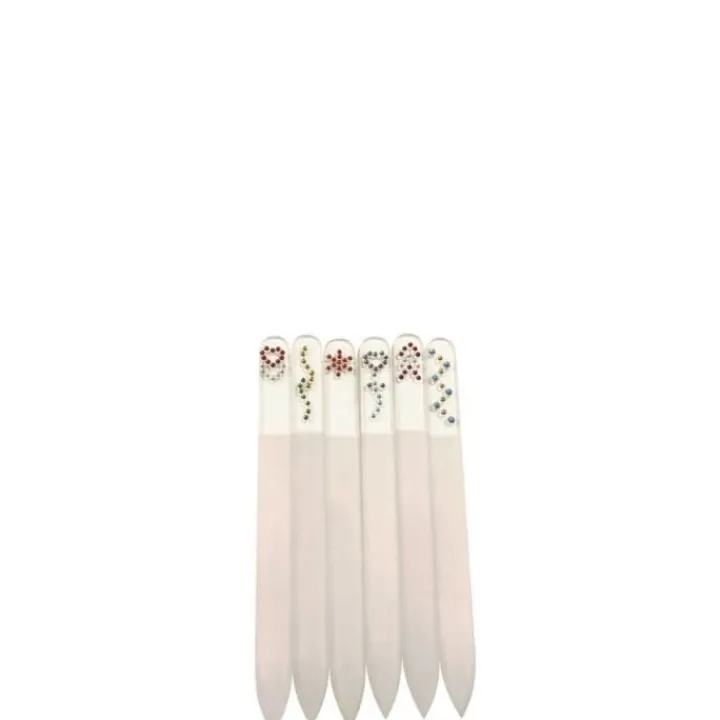 Samsar Accessoire Soin|Lime en verre Blanche avec Strass 14,5 cm